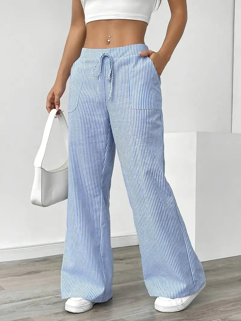 Elise™ Pantalon Rayé Décontracté