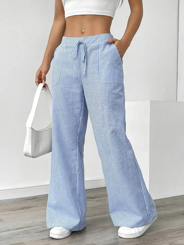 Elise™ Pantalon Rayé Décontracté