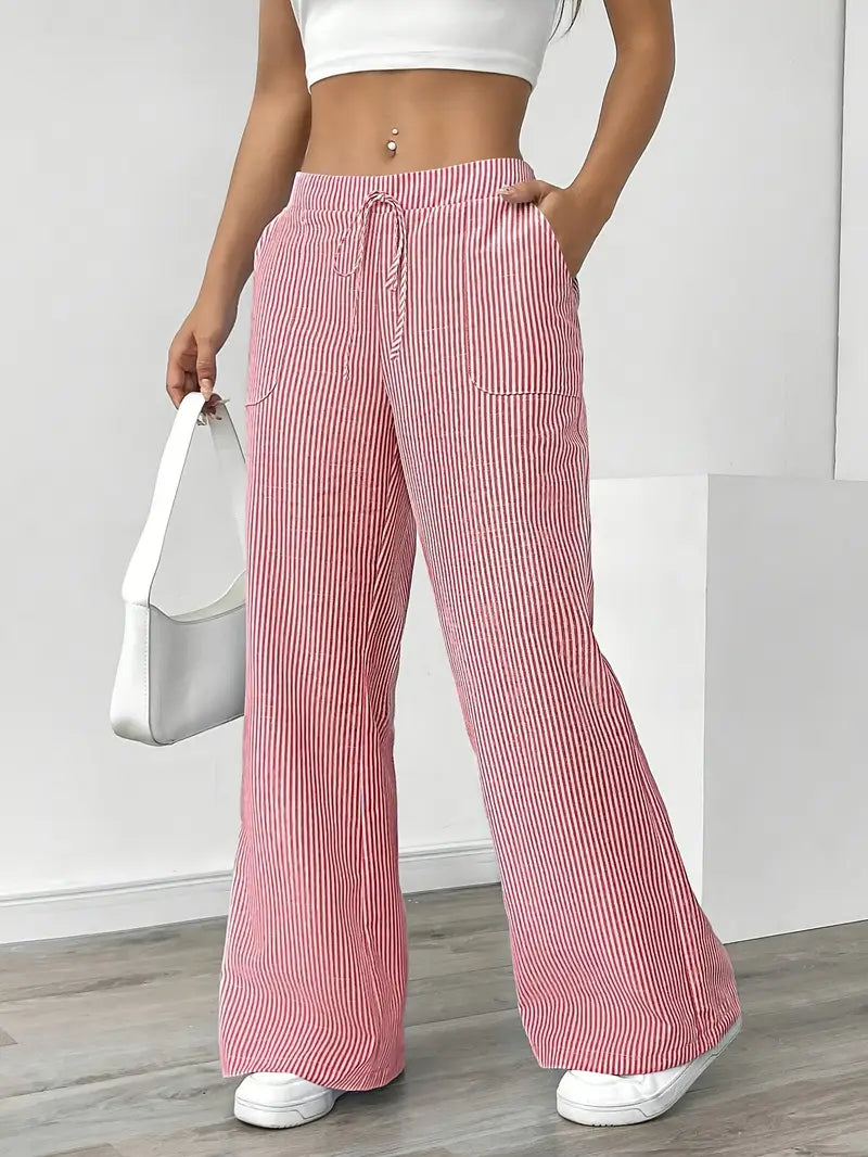 Elise™ Pantalon Rayé Décontracté