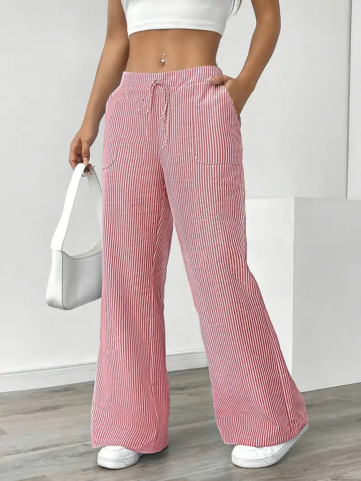 Elise™ Pantalon Rayé Décontracté
