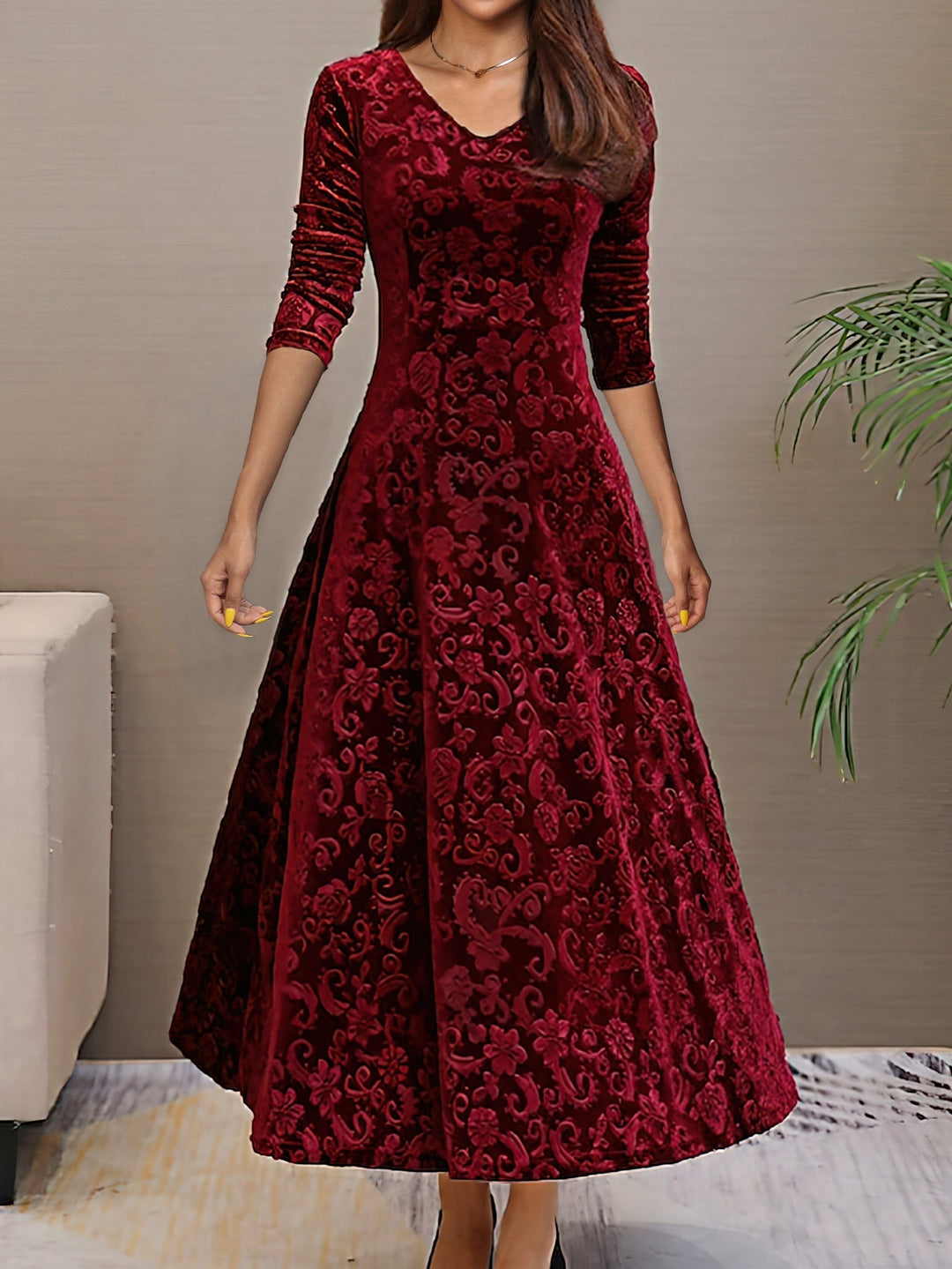Nancy | Robe d'Élégance en Velours pour les Fêtes