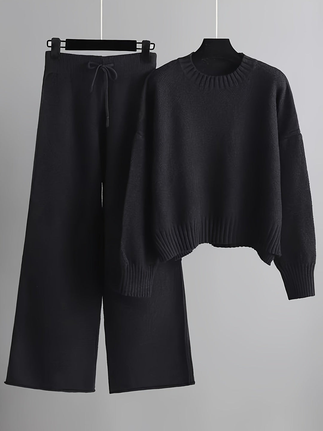 Ensemble de Loungewear Tricoté Douillet Emily™ | Pull Détendu et Pantalon à Jambes Amples