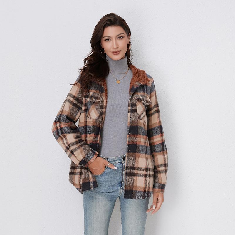 LIVIA™ – Veste à Carreaux avec Capuche pour Femmes