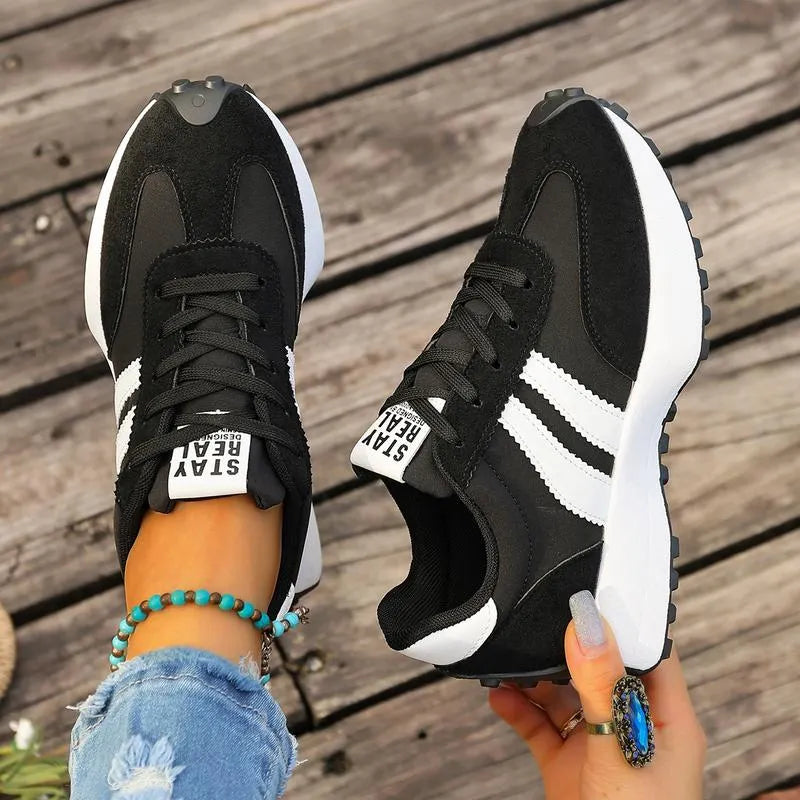 Lariesa - Sneakers with Lace Closure and Contrast Stripes