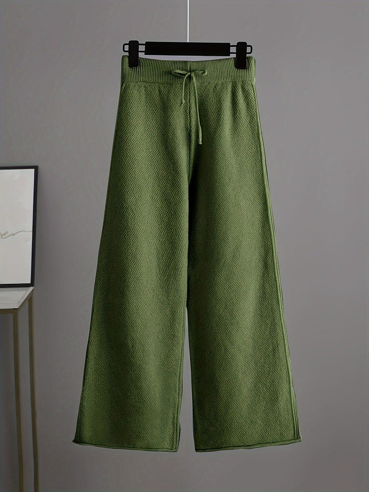 Ensemble de Loungewear Tricoté Douillet Emily™ | Pull Détendu et Pantalon à Jambes Amples