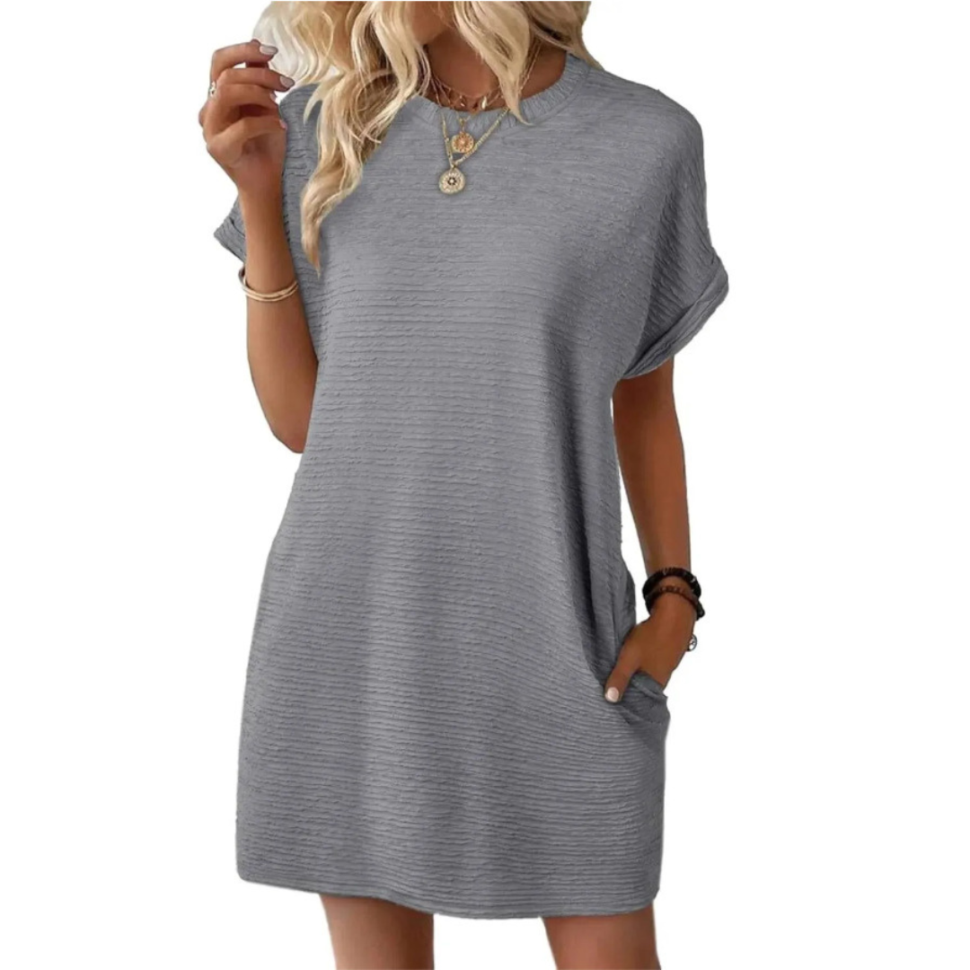 EVASHA™ – Robe d'été décontractée minimaliste à encolure ronde