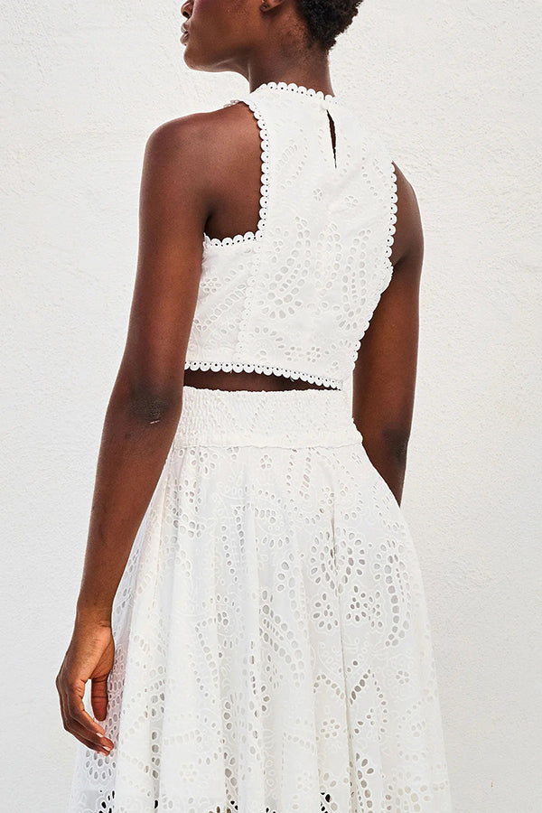 Ensemble Larissa™ Haut Brodé & Jupe Maxi Taille Haute | Élégant Ensemble Deux Pièces