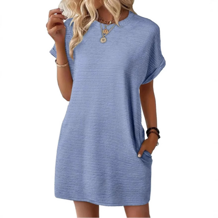 EVASHA™ – Robe d'été décontractée minimaliste à encolure ronde