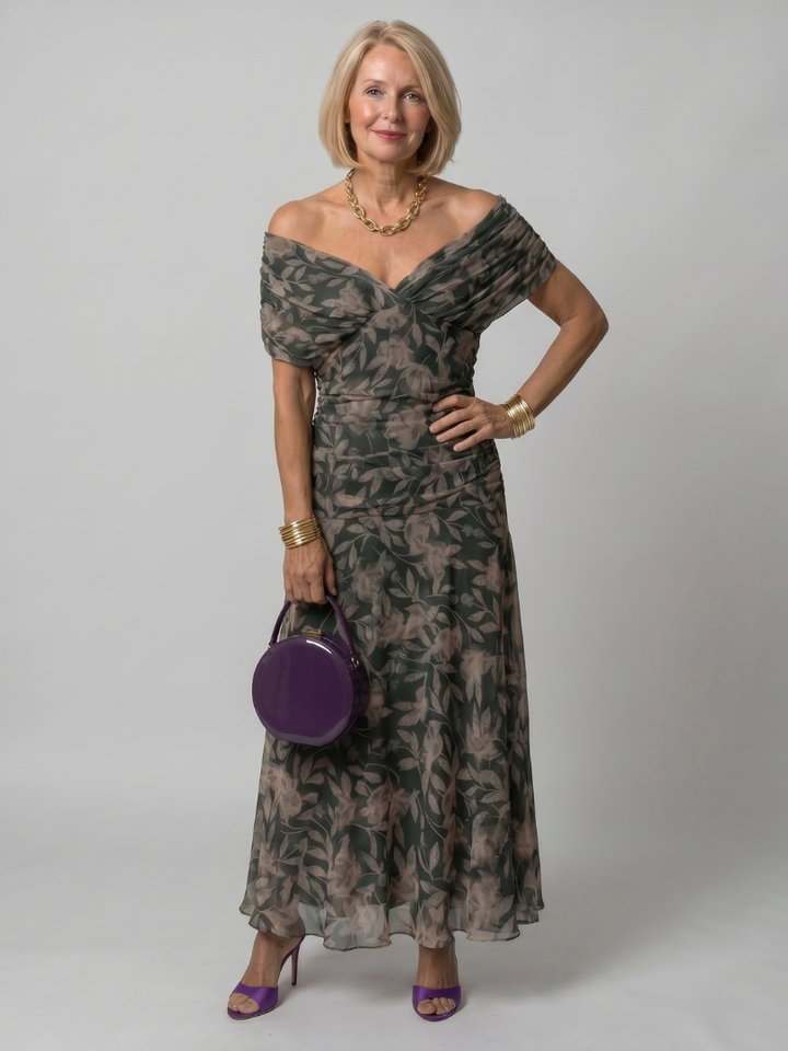 Calen | Flowing Off Shoulder Midi Dress