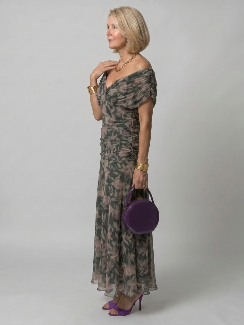 Calen | Flowing Off Shoulder Midi Dress