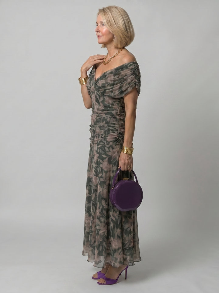 Calen | Flowing Off Shoulder Midi Dress