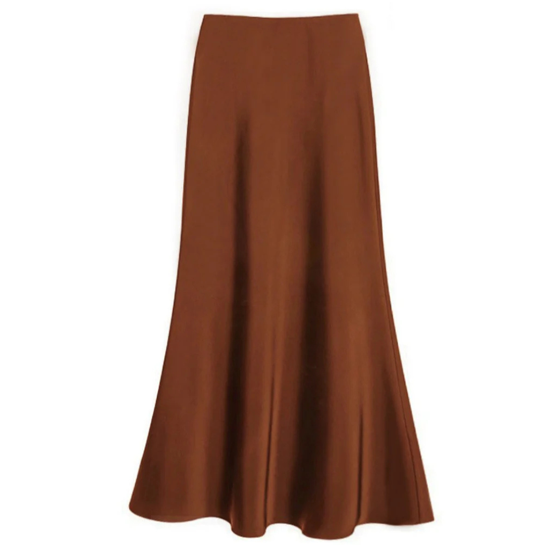 Jupe Midi Satinée | Coupe Biais | Design Taille Haute à Enfiler