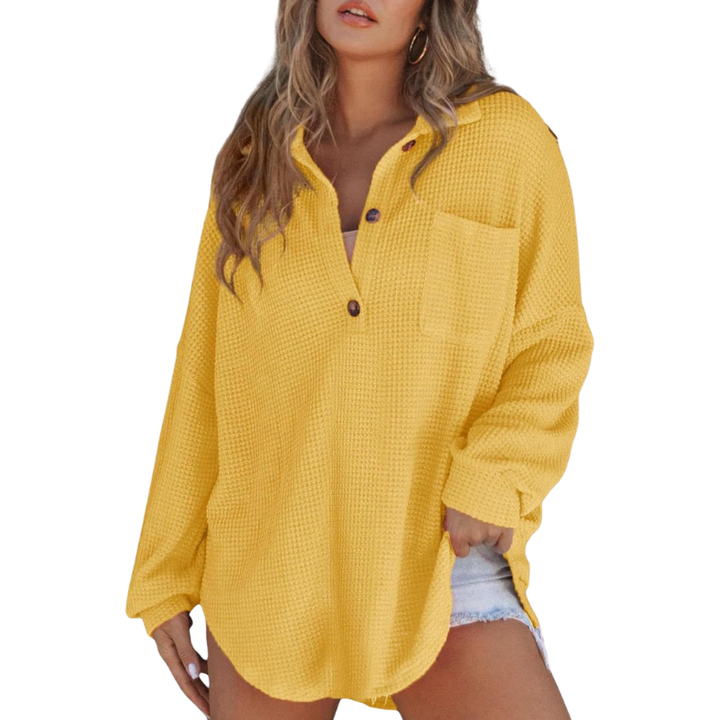 KATHRYN™ – Blouse tunique légère à boutons et décolleté en V décontractée