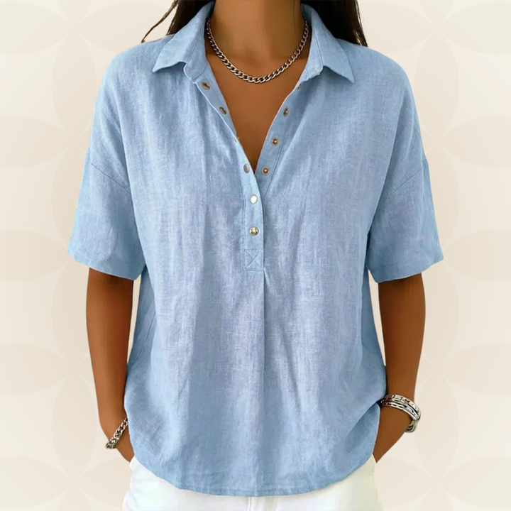 Sonja - Blouse with Collar and Button Detail