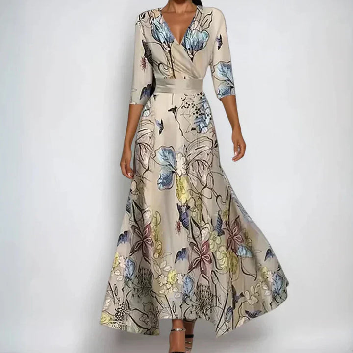 Emily | Robe Florale à Décolleté en V avec Ceinture