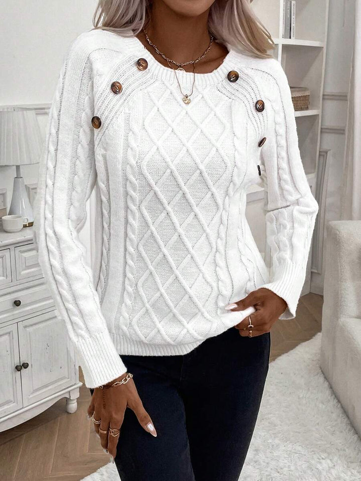 Amandine™ | Pull Torsadé Élégant à Boutons