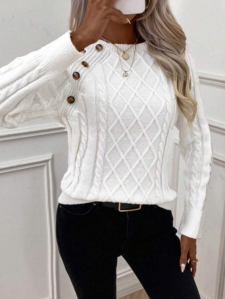 Amandine™ | Pull Torsadé Élégant à Boutons