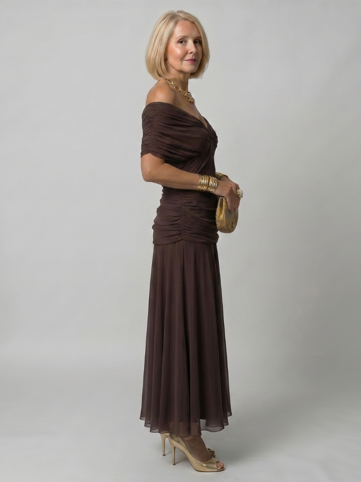Calen | Flowing Off Shoulder Midi Dress