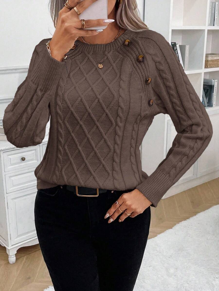 Amandine™ | Pull Torsadé Élégant à Boutons