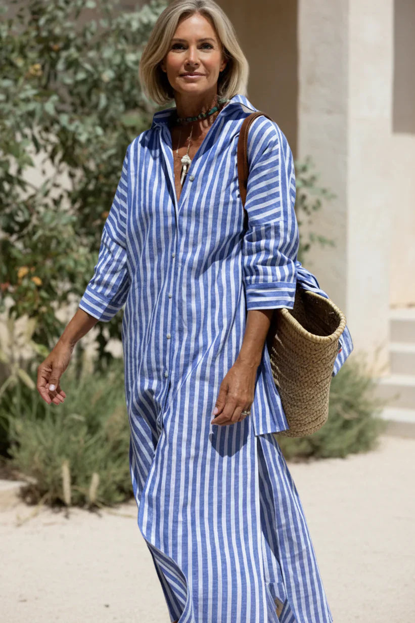 Elle| Striped Shirt Dress