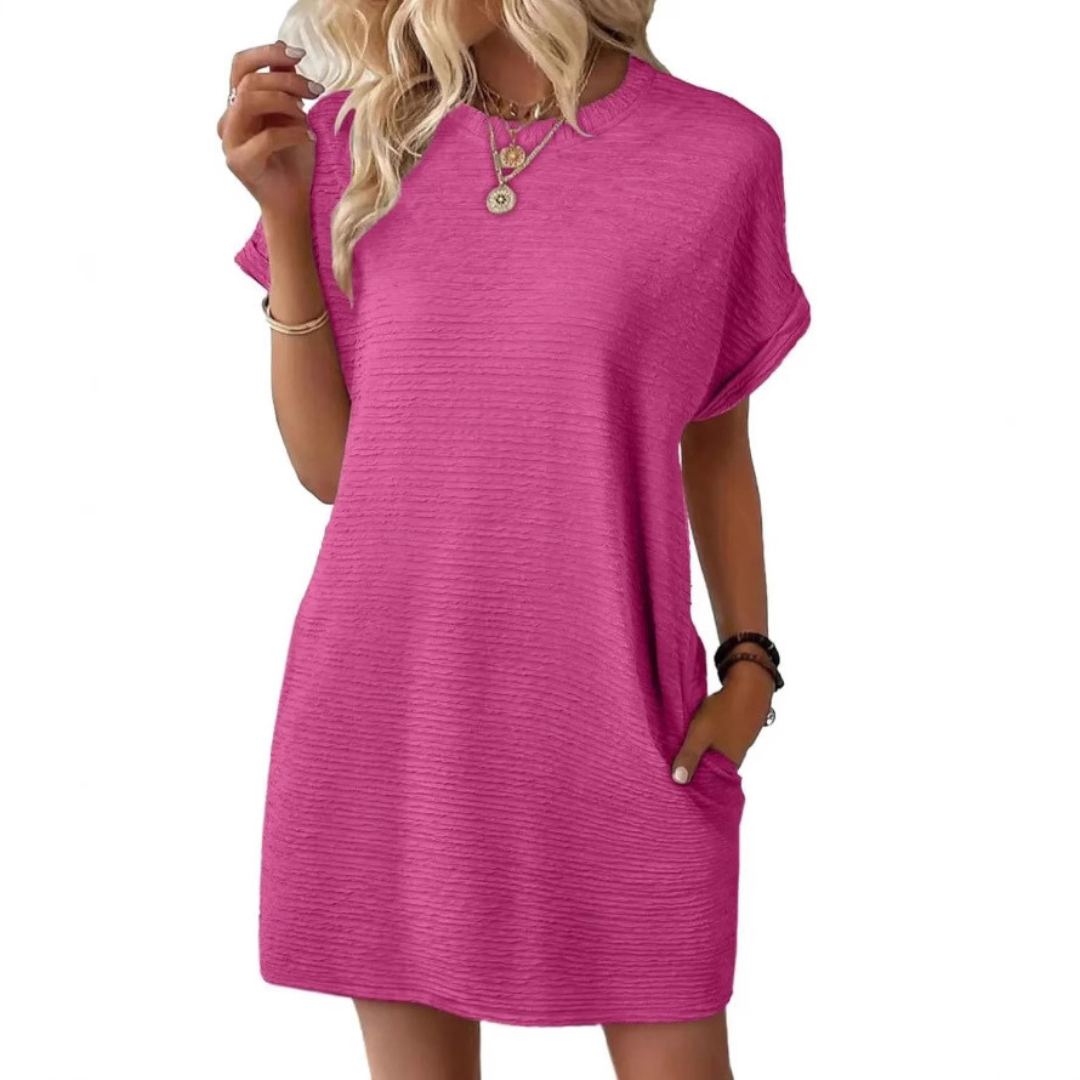 EVASHA™ – Robe d'été décontractée minimaliste à encolure ronde