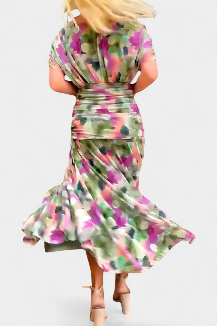 Freya - Flowing Floral V Neck Dress