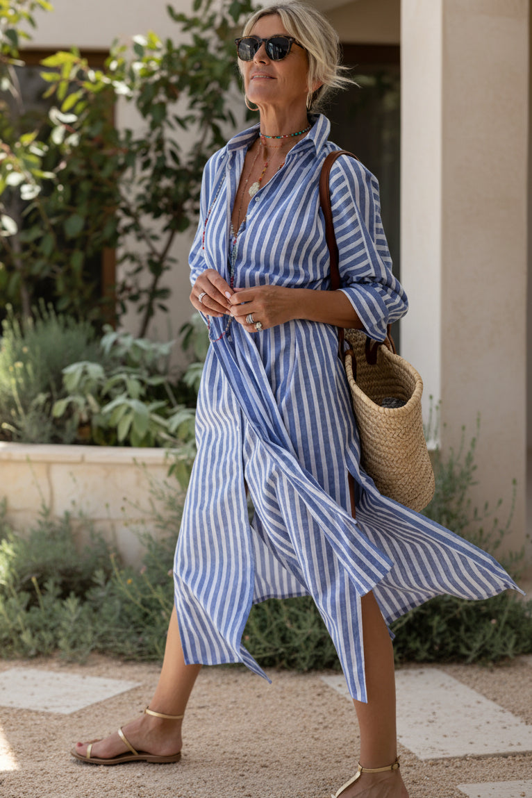 Elle| Striped Shirt Dress