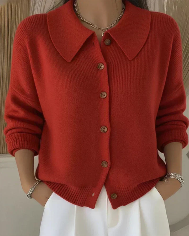Vega | Shirt Collar Knit Cardigan