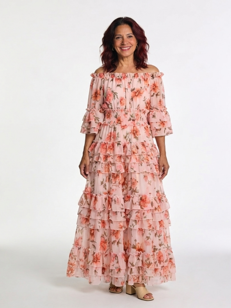 Rosalie | Floral Luxe Tummy Covering Maxi Dress