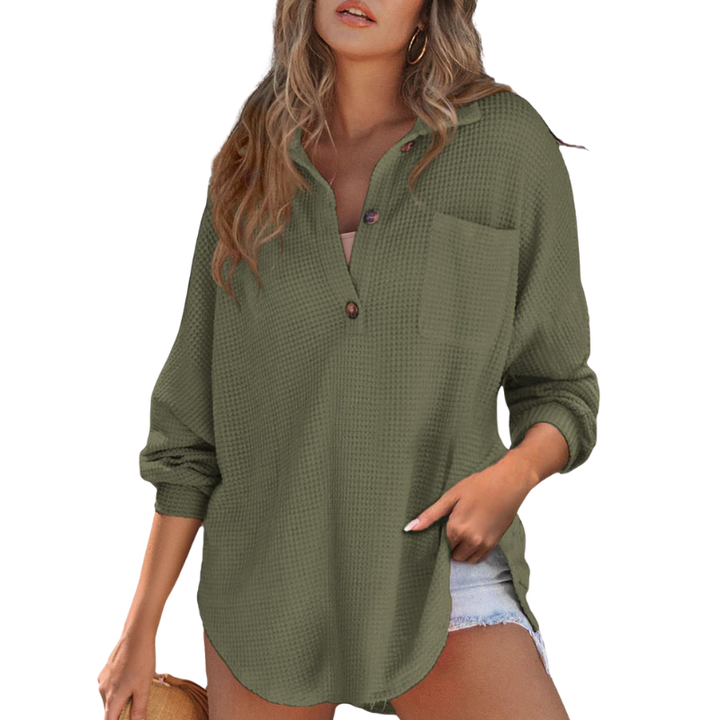 KATHRYN™ – Blouse tunique légère à boutons et décolleté en V décontractée