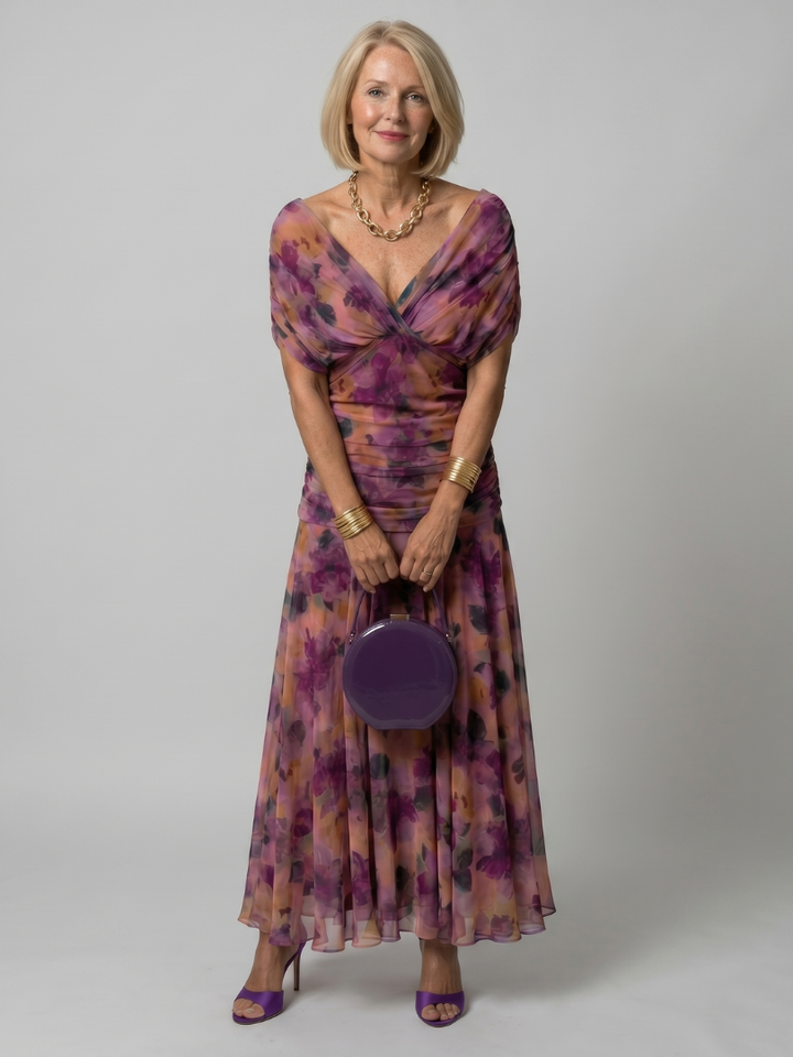 Calen | Flowing Off Shoulder Midi Dress