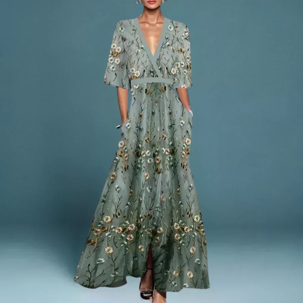 Sophia | Elegant Evening Dress with Floral Pattern