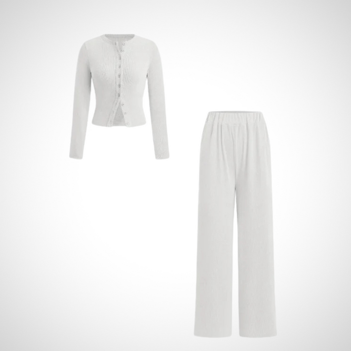COLY™ – Ensemble Confort Boutonné Haut Manches Longues & Pantalon
