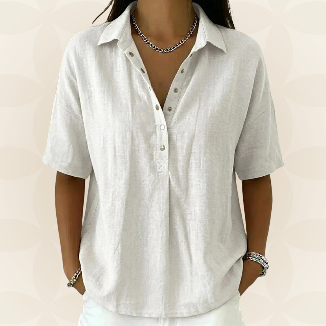 Sonja - Blouse with Collar and Button Detail