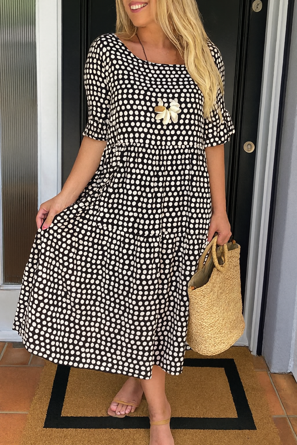 Zerelle | Robe Midi à Manches Courtes