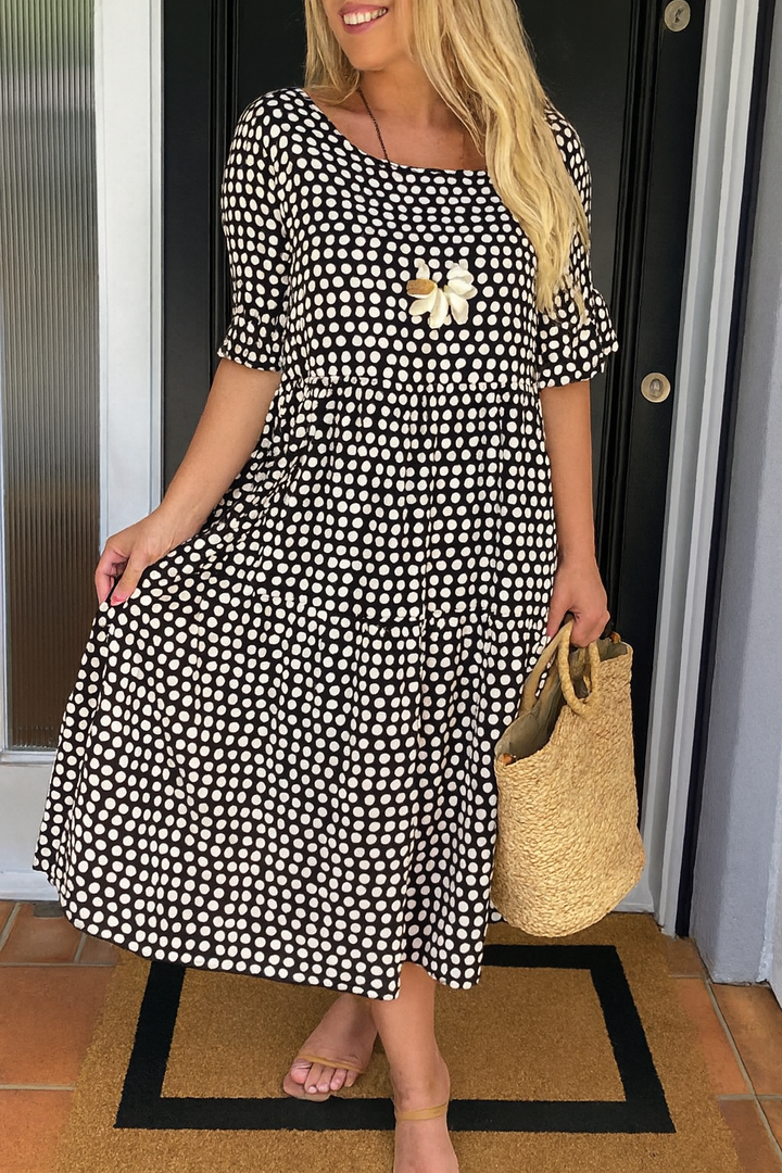 Zerelle | Robe Midi à Manches Courtes