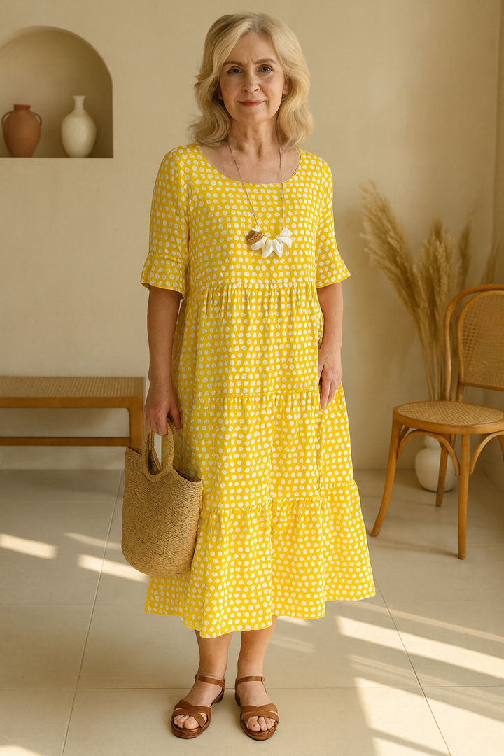 Zerelle | Robe Midi à Manches Courtes