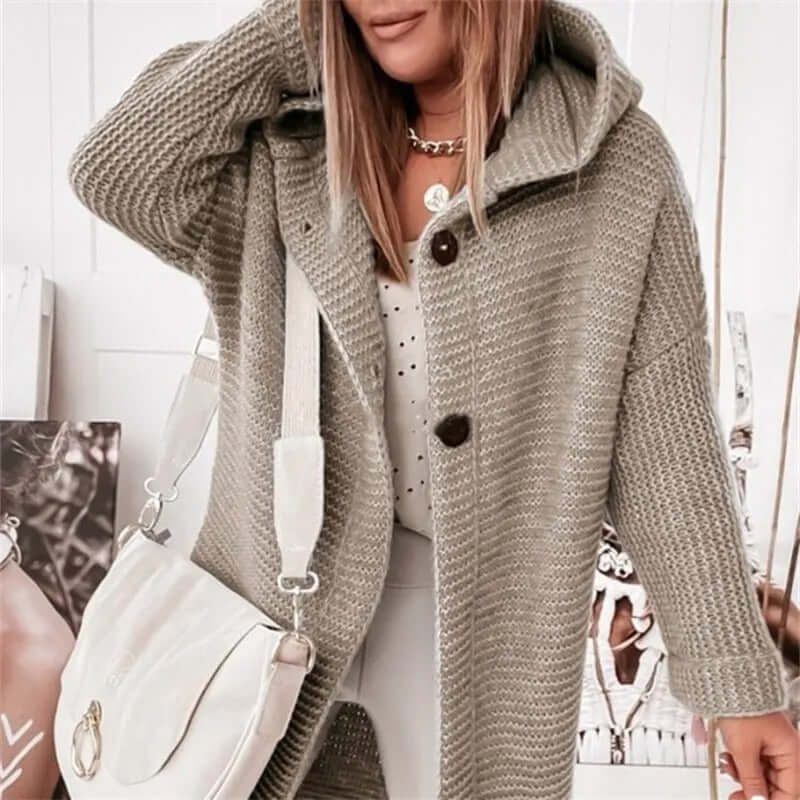 SÉLINE™ – Cardigan Luxe à Capuche