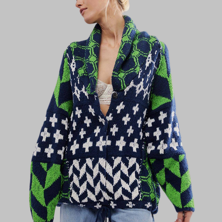 PORTIA™ – Cardigan Oversize Vintage à Boutons avec Col et Manches Longues