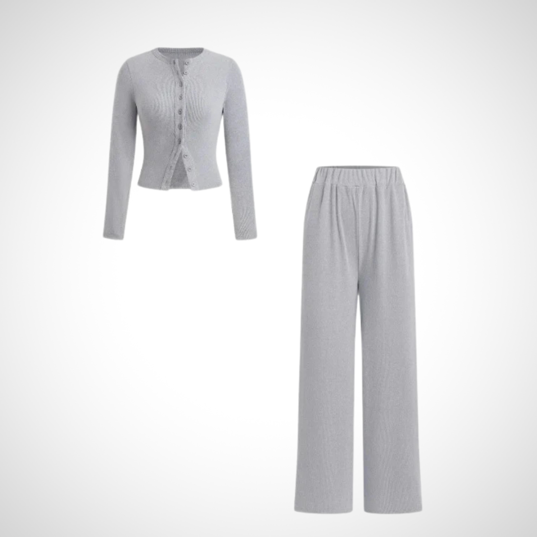 COLY™ – Ensemble Confort Boutonné Haut Manches Longues & Pantalon
