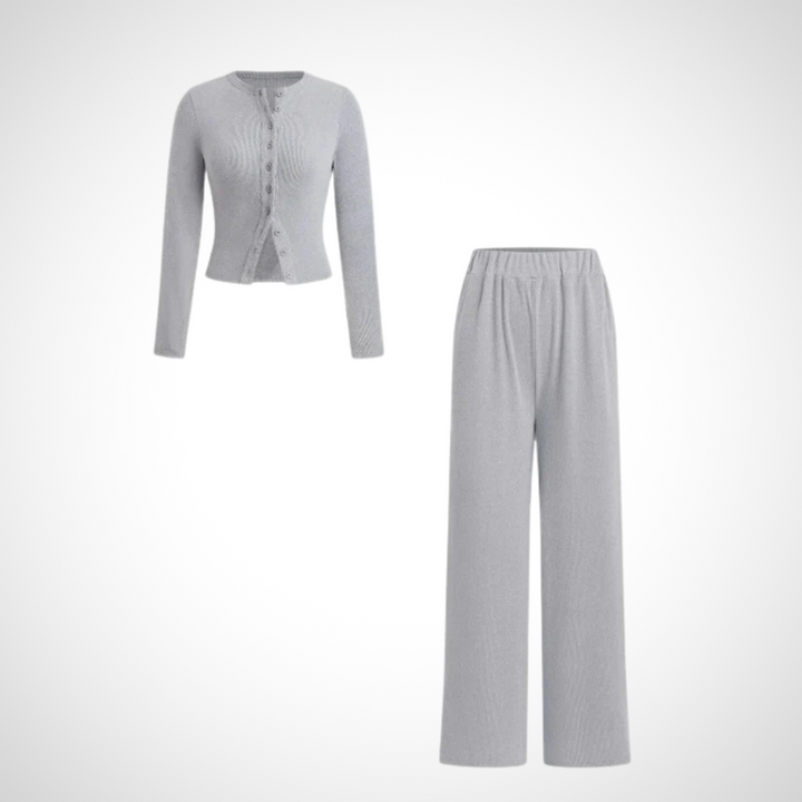 COLY™ – Ensemble Confort Boutonné Haut Manches Longues & Pantalon