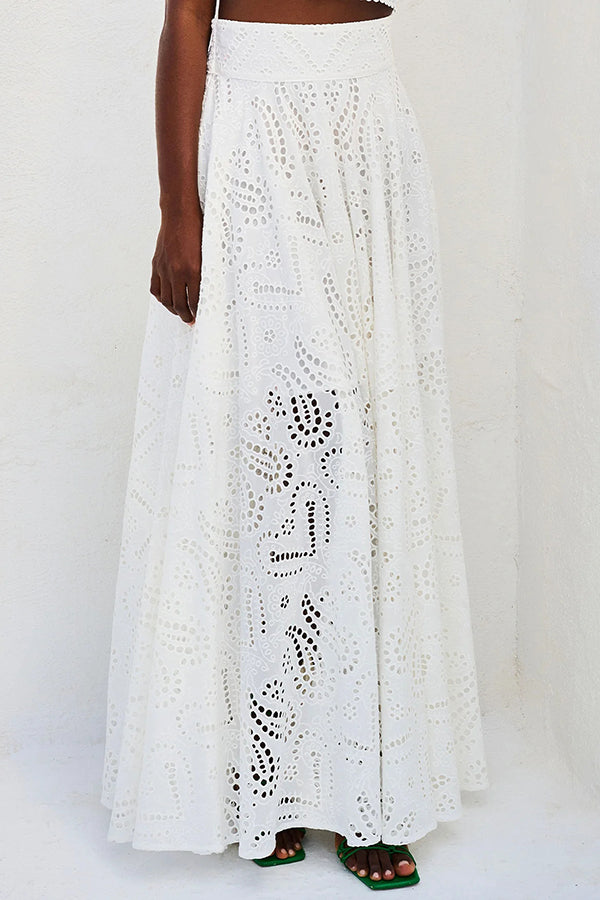 Ensemble Larissa™ Haut Brodé & Jupe Maxi Taille Haute | Élégant Ensemble Deux Pièces