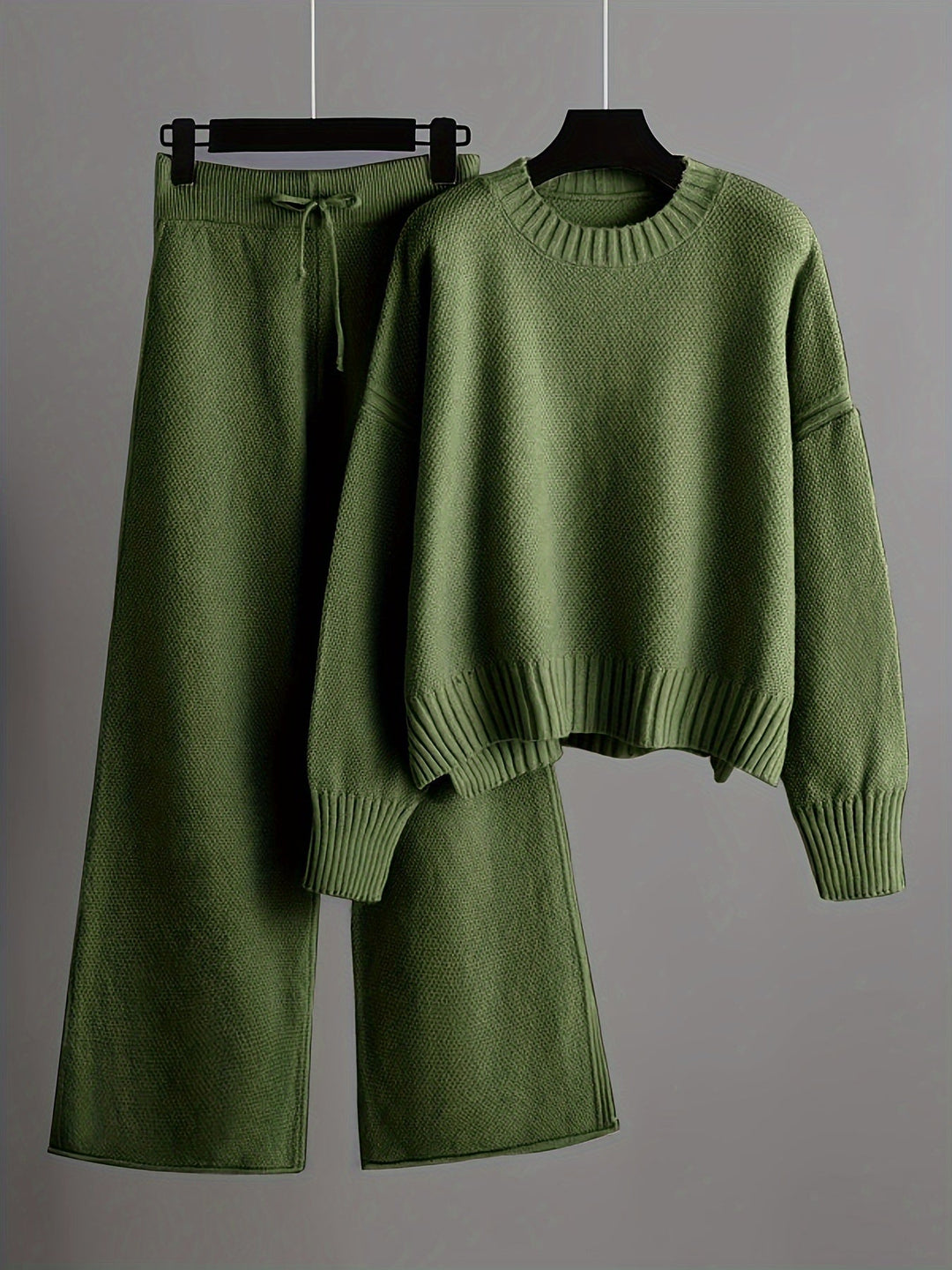 Ensemble de Loungewear Tricoté Douillet Emily™ | Pull Détendu et Pantalon à Jambes Amples