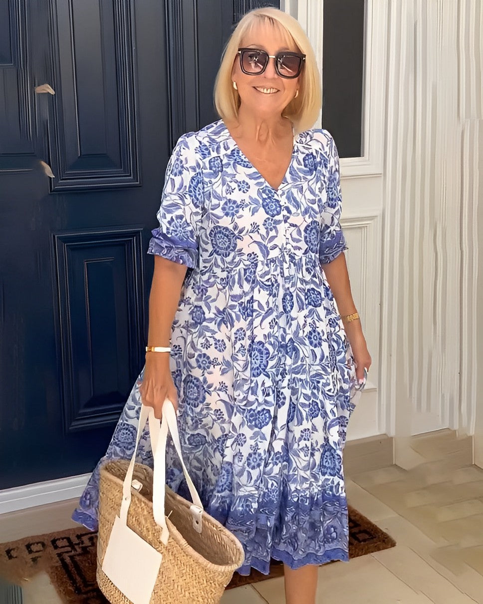 Keisha™ | Robe florale élégante à col en V et allure gracieuse
