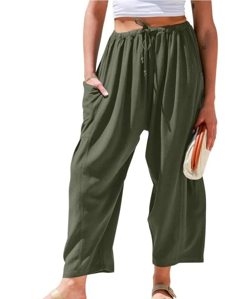 SIBANA - PANTALONS EN LIN À JAMBES LARGES