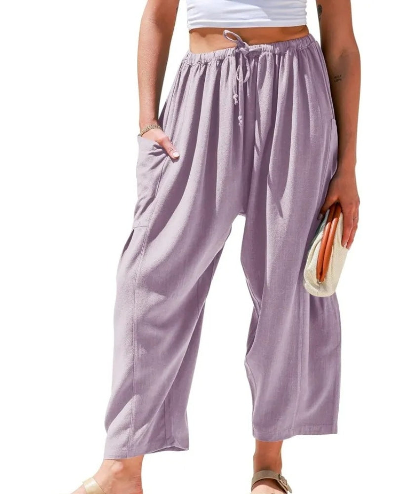 SIBANA - PANTALONS EN LIN À JAMBES LARGES