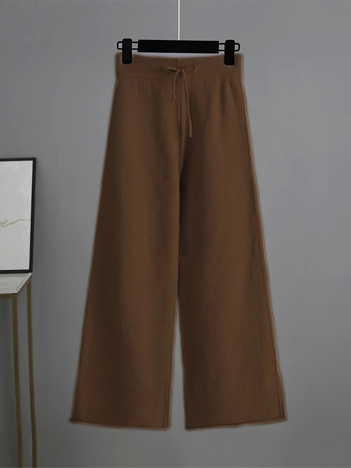 Ensemble de Loungewear Tricoté Douillet Emily™ | Pull Détendu et Pantalon à Jambes Amples