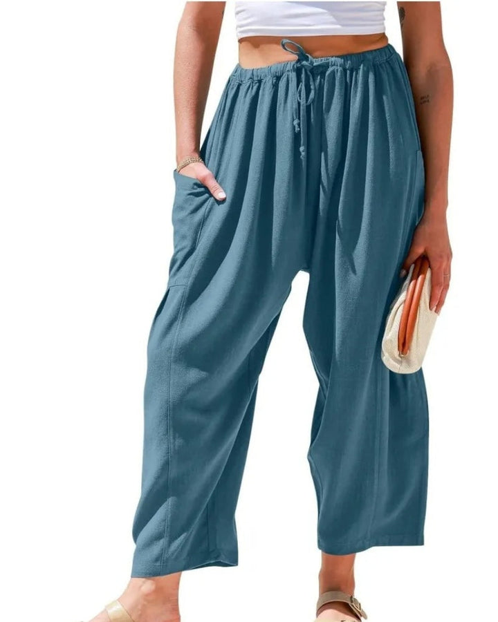 SIBANA - PANTALONS EN LIN À JAMBES LARGES