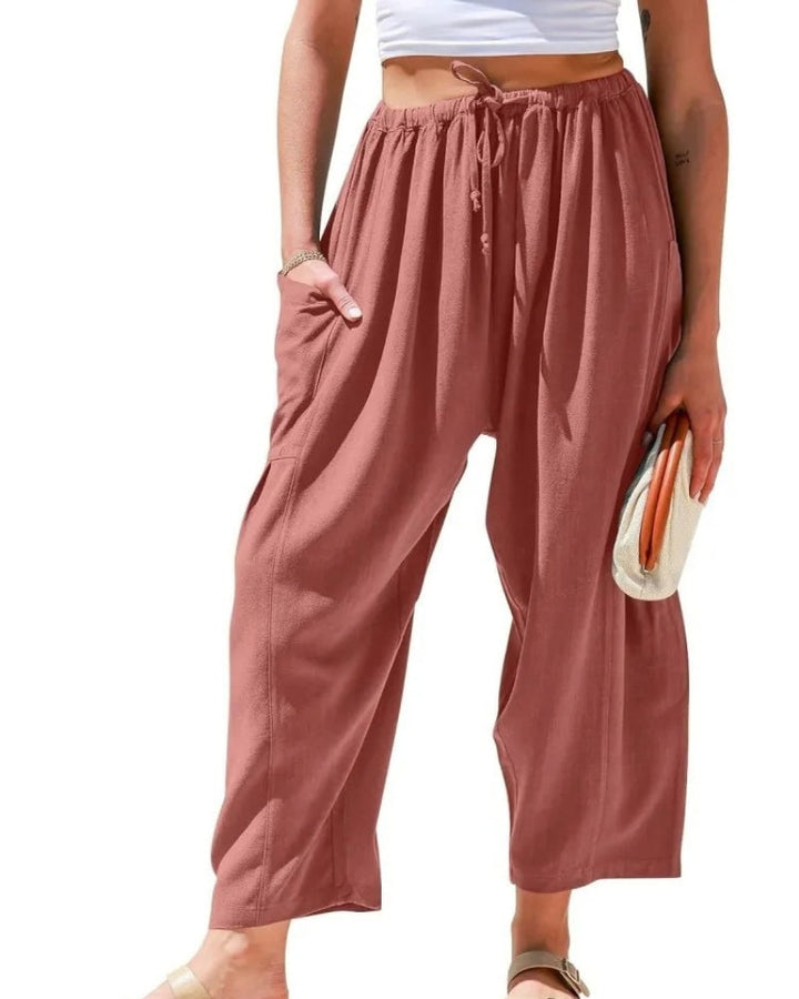 SIBANA - PANTALONS EN LIN À JAMBES LARGES