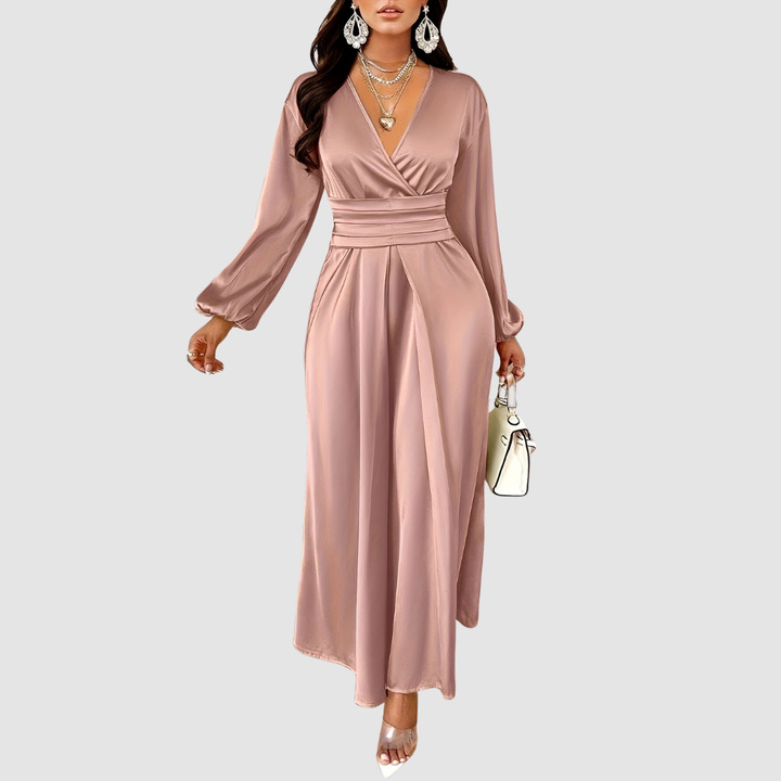 Eleanor Bloom - Pleated Satin Maxi Dress